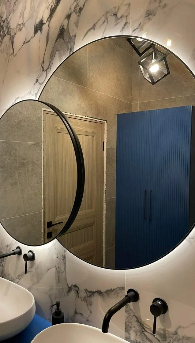 22. RUNDT DOBBELT MED BAKGRUNNSBELYSNING + RAMME